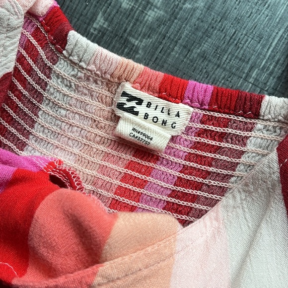 Never Worn Billabong Red, White, Pink, and Orange Striped Cropped Tank - Picture 3 of 4